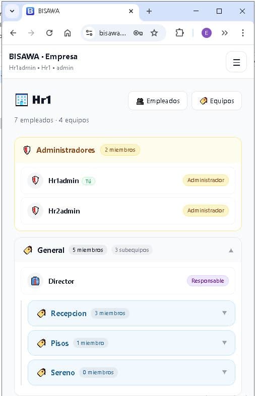 Gestión de equipo en BISAWA
